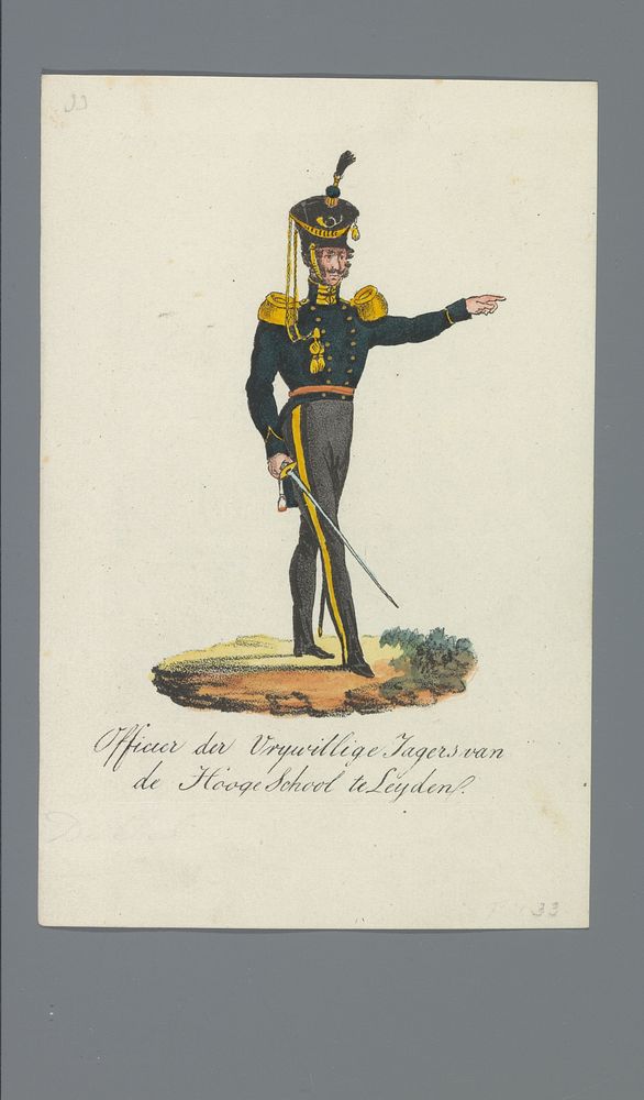 Officier der Vrijwillige Jagers van de Hooge school te Leyden (1835 - 1850) by Albertus Verhoesen and Johannes Paulus Houtman