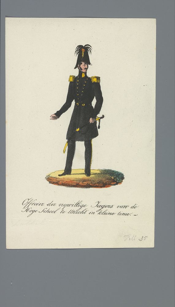 Officier der vrijwillige Jagers van de Hooge School te Utrecht in kleine tenue (1835 - 1850) by Albertus Verhoesen and…
