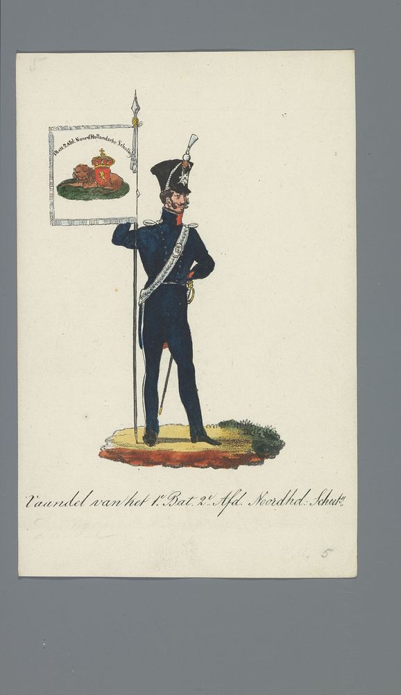 Vaandel van het 1e Bat. 2e Afd. Noordhol: Schut.ij (1835 - 1850) by Albertus Verhoesen and Johannes Paulus Houtman