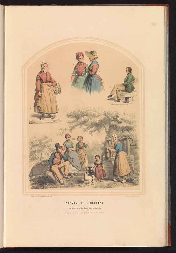 Klederdracht van de provincie Gelderland, 1857 (1857) by Ruurt de Vries, Jan Braet von Uberfeldt, Valentijn Bing and Frans…