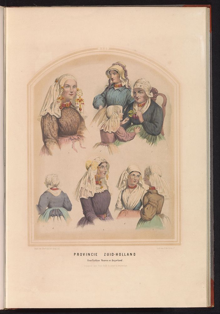 Klederdracht van Overflakkee, Voorne en Oud-Beijerland in Zuid-Holland, 1857 (1857) by Ruurt de Vries, Jan Braet von…