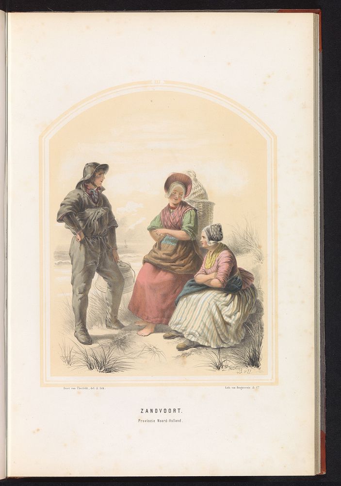 Klederdracht van Zandvoort in Noord-Holland, 1857 (1857) by Jan Braet von Uberfeldt, Desguerrois and Co and Frans Buffa en…