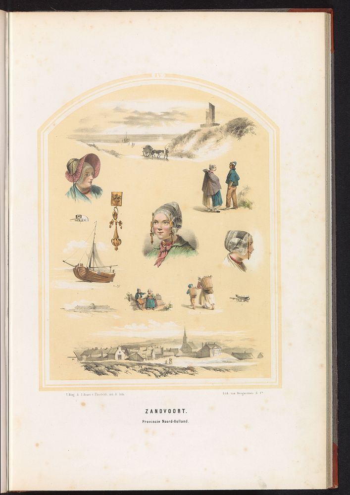 Klederdracht van Zandvoort in Noord-Holland, 1857 (1857) by Jan Braet von Uberfeldt, Valentijn Bing, Desguerrois and Co and…