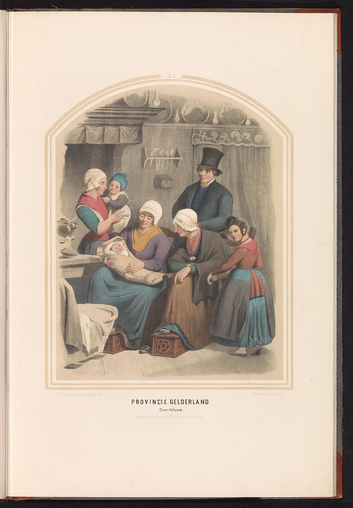 Klederdracht van Overveluwe in Gelderland, 1857 (1857) by Ruurt de Vries, Jan Braet von Uberfeldt, Valentijn Bing and Frans…