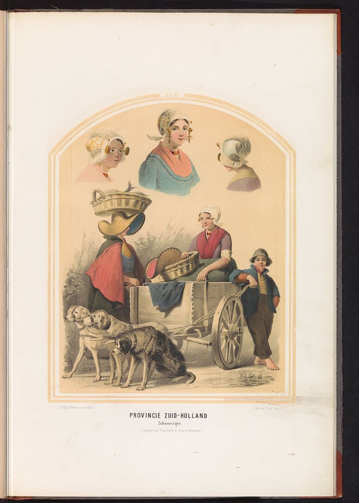 Klederdracht van Scheveningen in Zuid-Holland, 1857 (1857) by Ruurt de Vries, Jan Braet von Uberfeldt, Valentijn Bing and…