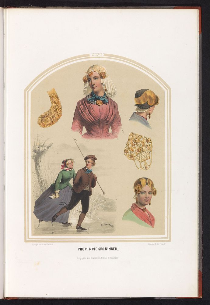 Klederdracht van Groningen, 1857 (1857) by Ruurt de Vries, Jan Braet von Uberfeldt, Valentijn Bing and Frans Buffa en Zonen