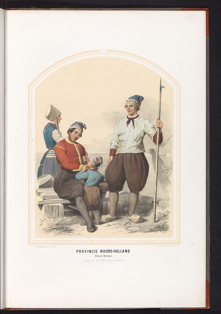 Klederdracht van het eiland Marken in Noord-Holland, 1857 (1857) by Ruurt de Vries, Jan Braet von Uberfeldt, Valentijn Bing…