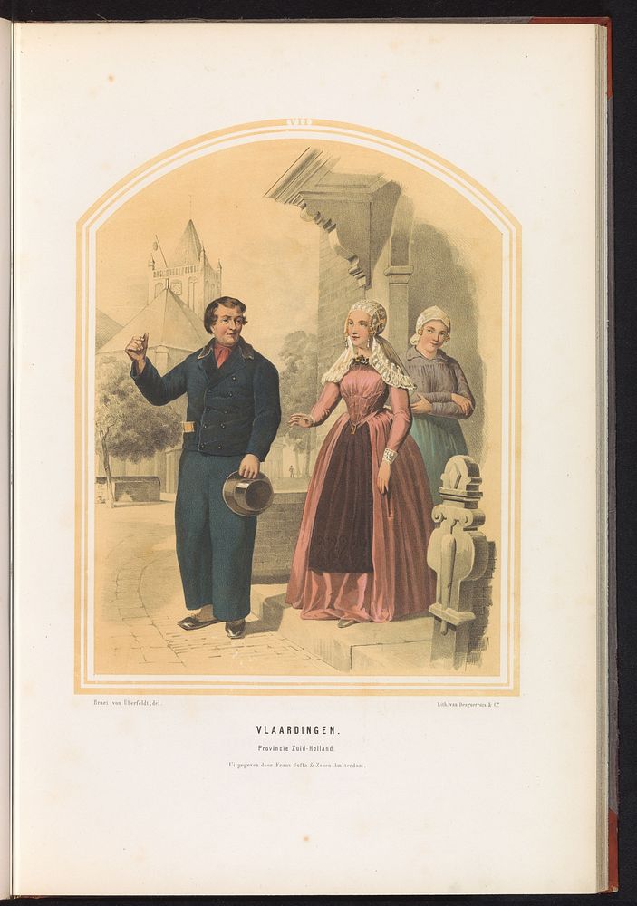Klederdracht van Vlaardingen in Zuid-Holland, 1857 (1857) by Jan Braet von Uberfeldt, Desguerrois and Co and Frans Buffa en…