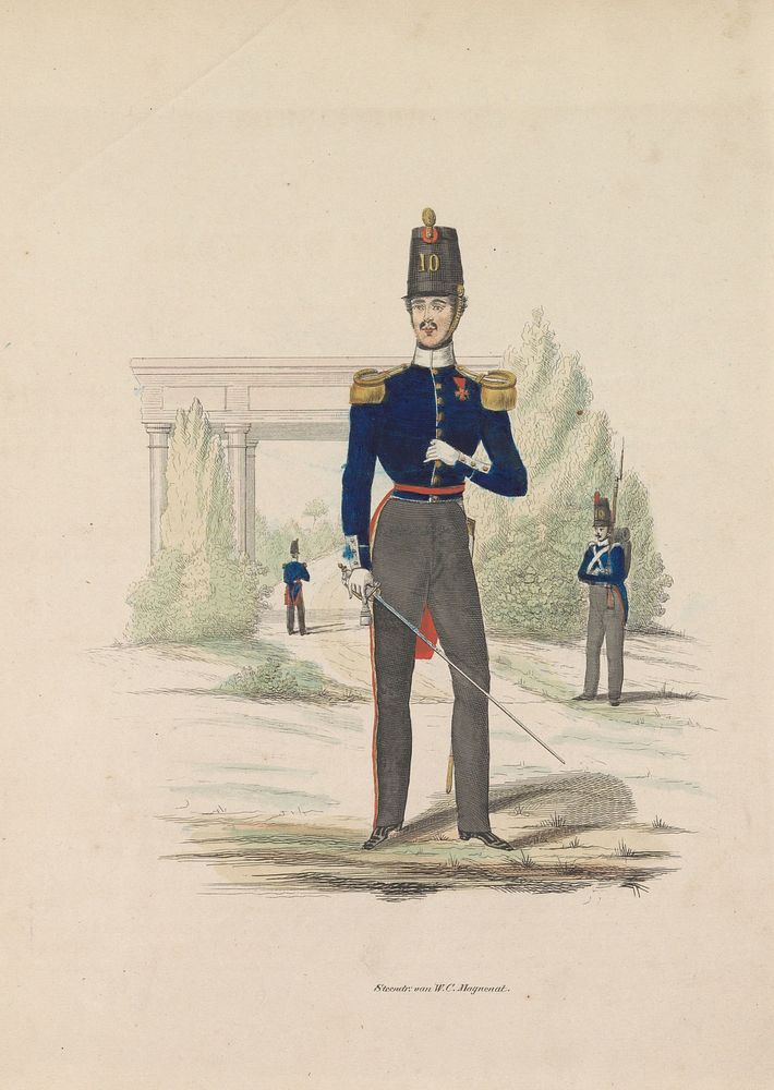 Uniform van de officieren van de infanterie, 1845 (1845) by Willem Charles Magnenat and Louis Salomon Leman