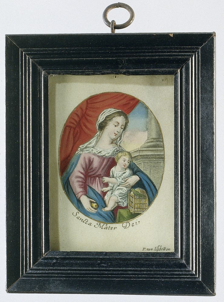Prent met de voorstelling van Maria met kind (c. 1650 - before 1678) by Peter van Liesebetten