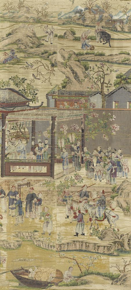 Fragment van een wandbespanning met Chinese genre-taferelen (c. 1775 - c. 1790) by anonymous