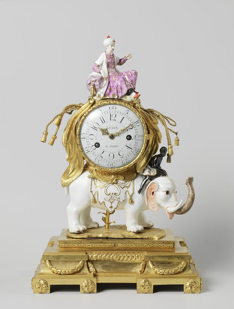 Mantle clock (pendule) (c. 1760 - c. 1765) by anonymous, Meissener Porzellan Manufaktur and Paul Gudin