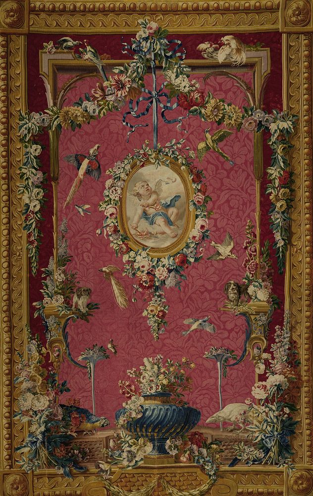 Cupid in a roundel (c. 1758 - c. 1774) by Manufacture Royale des Gobelins, Jacques Neilson, François Boucher, Maurice…