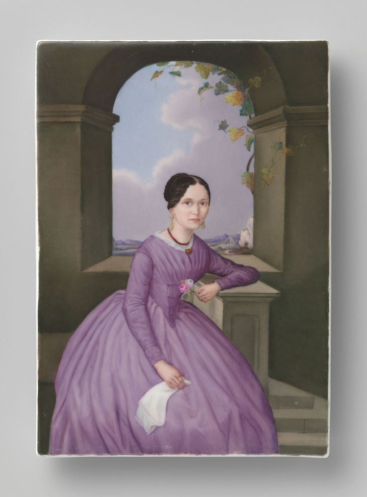 Plate with a lady seated in front of a window (c. 1840) by Königliche Porzellan Manufaktur