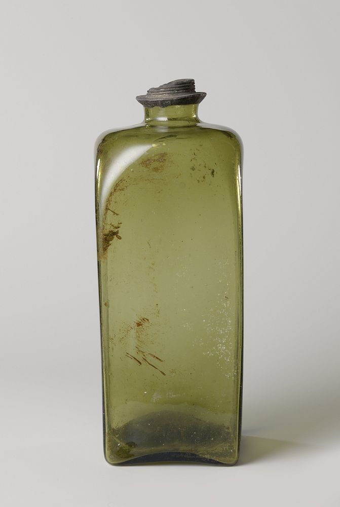 Vierkantige fles (c. 1650 - c. 1700) by anonymous