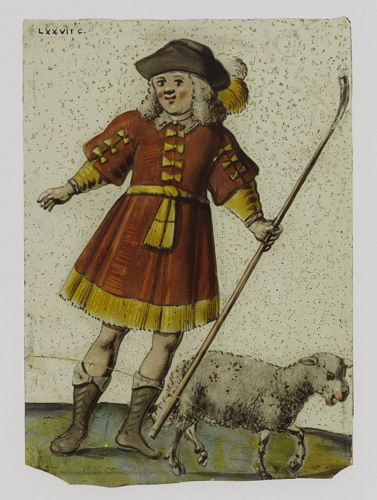 Ruit met een herder met een staf en een schaap (c. 1650 - c. 1675) by anonymous