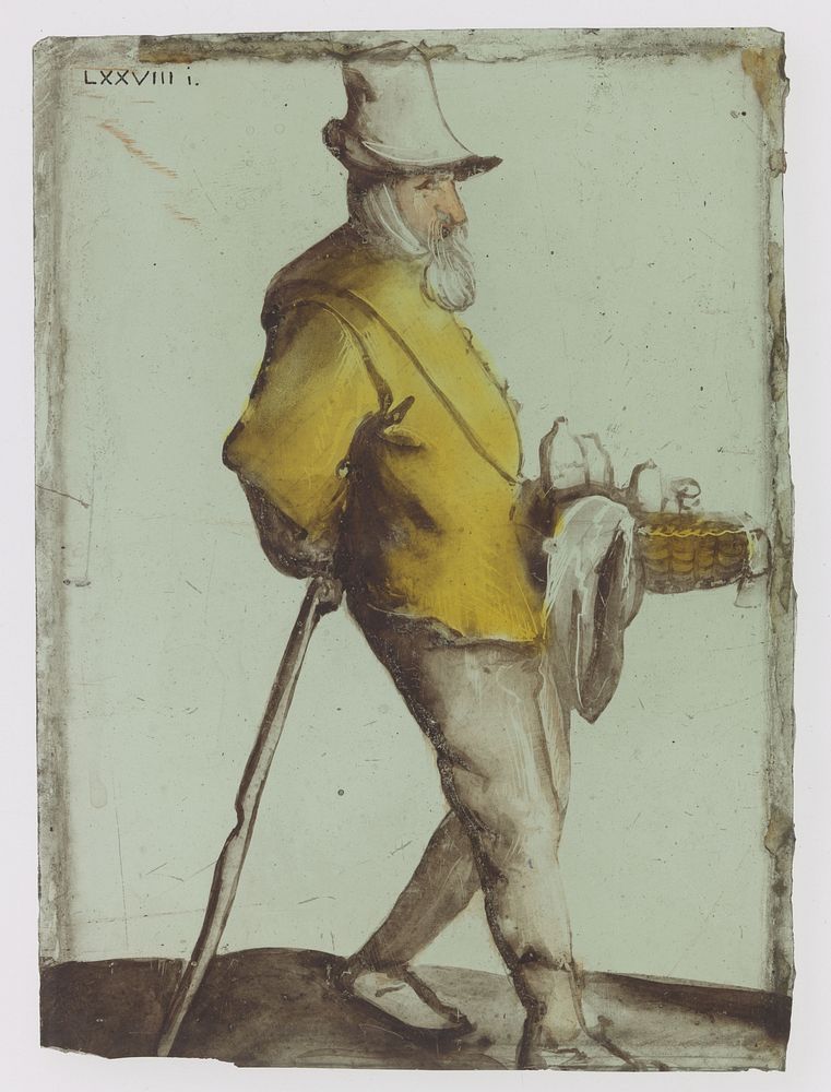 Ruit met man met stok en koopwaar (c. 1650 - c. 1675) by anonymous