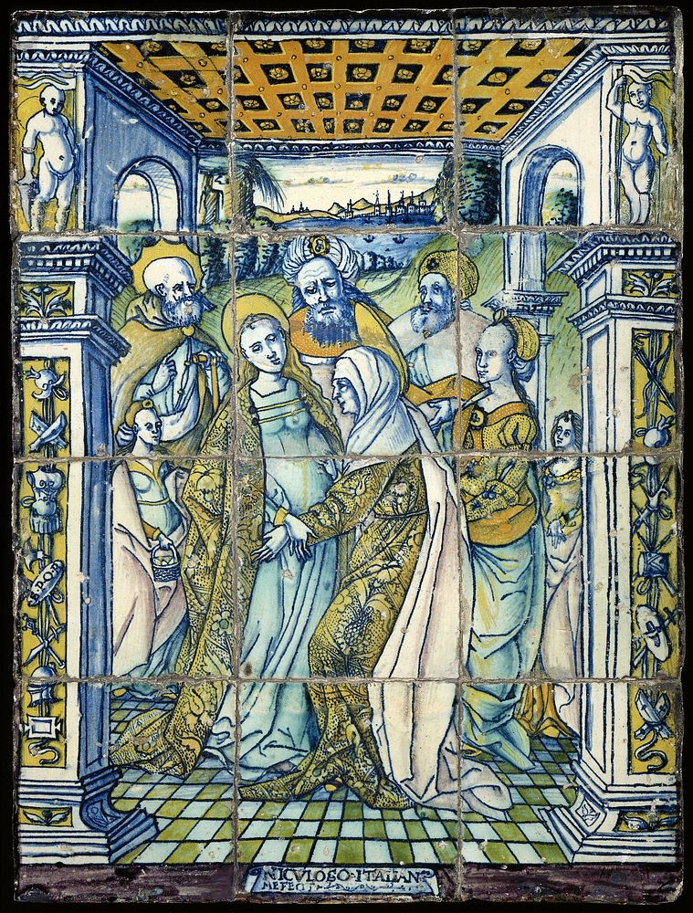 Tegeltableau met een voorstelling van de Visitatie (1504) by Francisco Niculoso