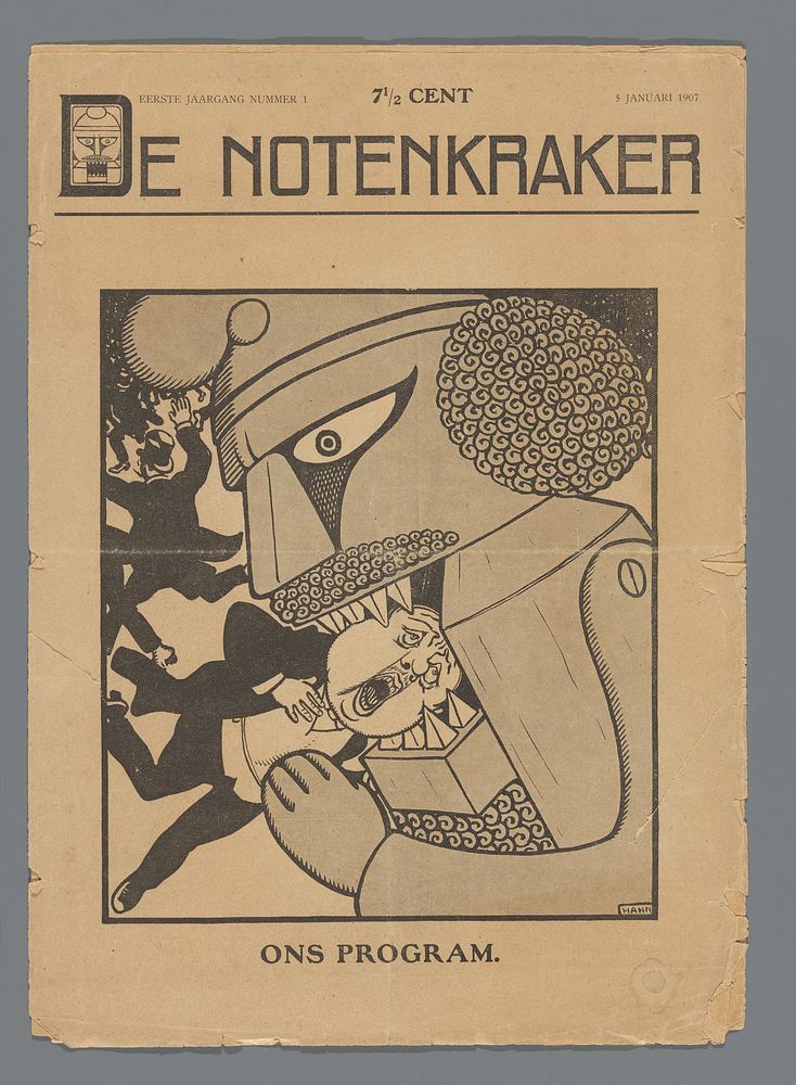 De Notenkraker, 5 januari 1907: Ons Program (1907) by Albert Hahn I, Albert Hahn I, Courant en Handelsdrukkerij Vooruitgang…