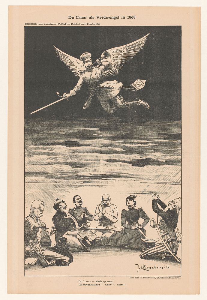 De Czaar als Vrede-engel in 1898 (1898) by Johan Braakensiek and Harms and Co Ellerman