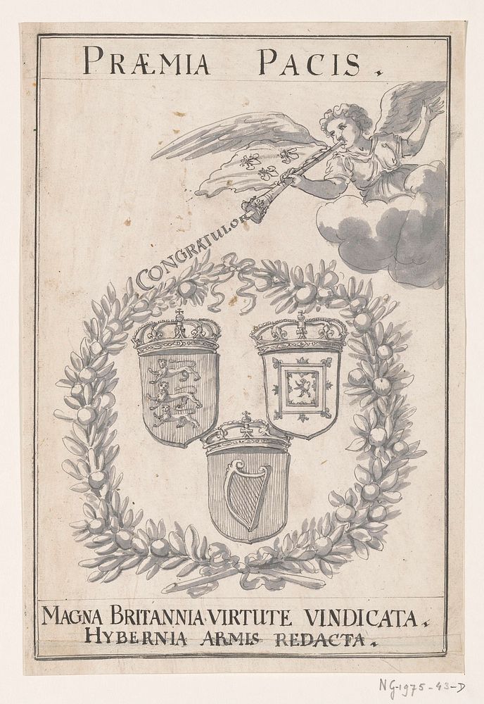 Allegorisch embleem bij de Vrede van Rijswijk, 1697 (1697) by anonymous