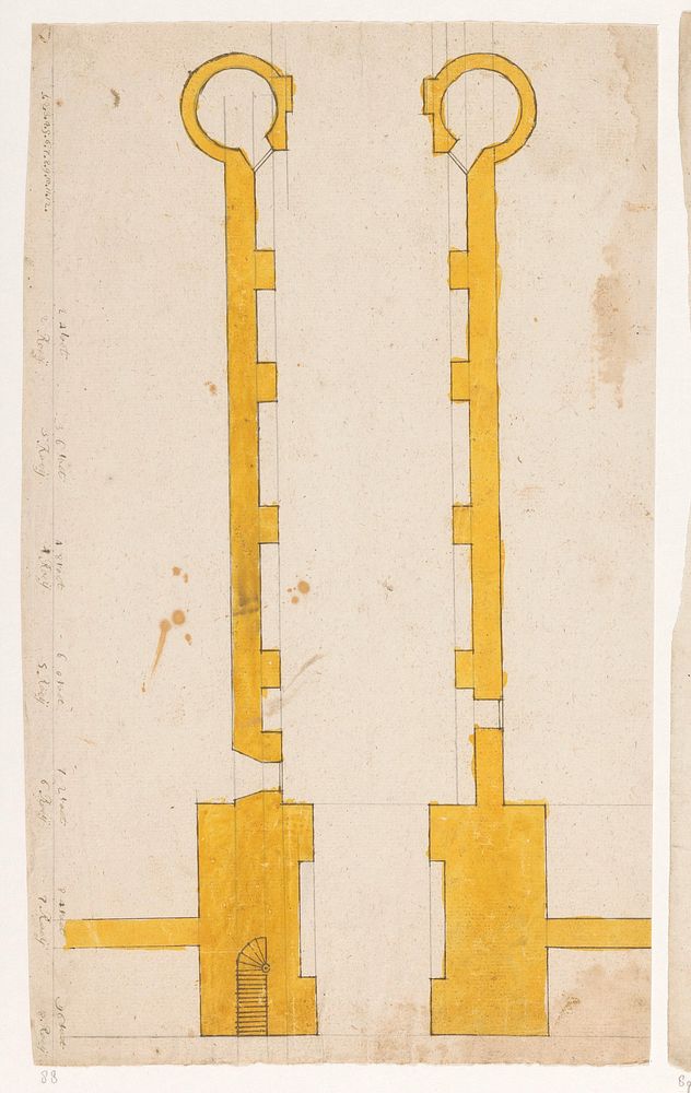 Plattegrond van poort of poortgebouw (1770 - 1808) by Jan Brandes