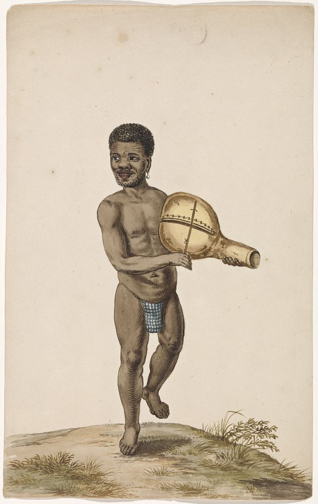 Afrikaanse musicerende man met kalebasinstrument (c. 1675 - c. 1725) by anonymous and Andries Beeckman
