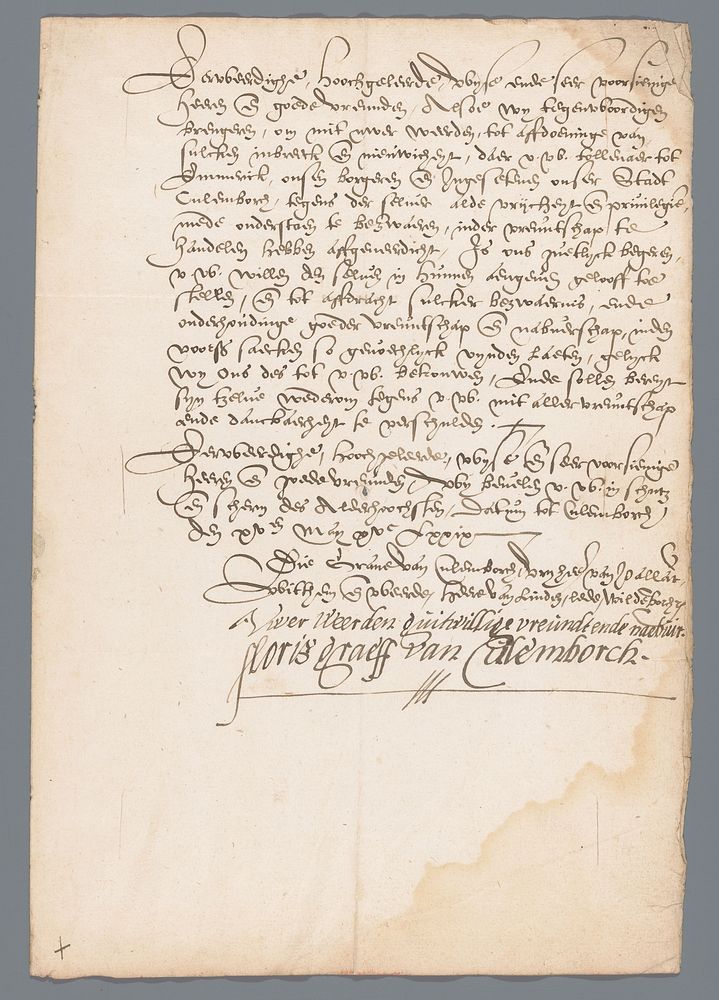 Brief van Floris van Pallandt, graaf van Culemborg (1579) by Floris van Pallandt