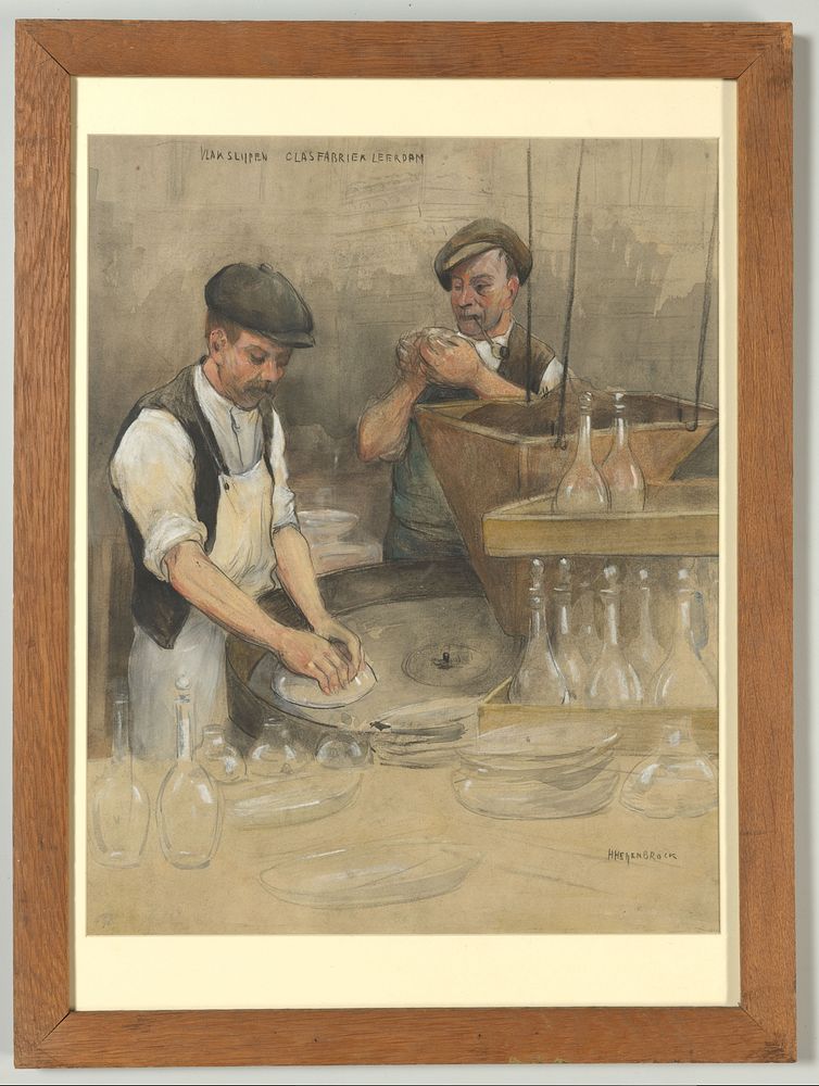 De glasfabriek te Leerdam: vlakslijpen (1900 - 1930) by Herman Heijenbrock