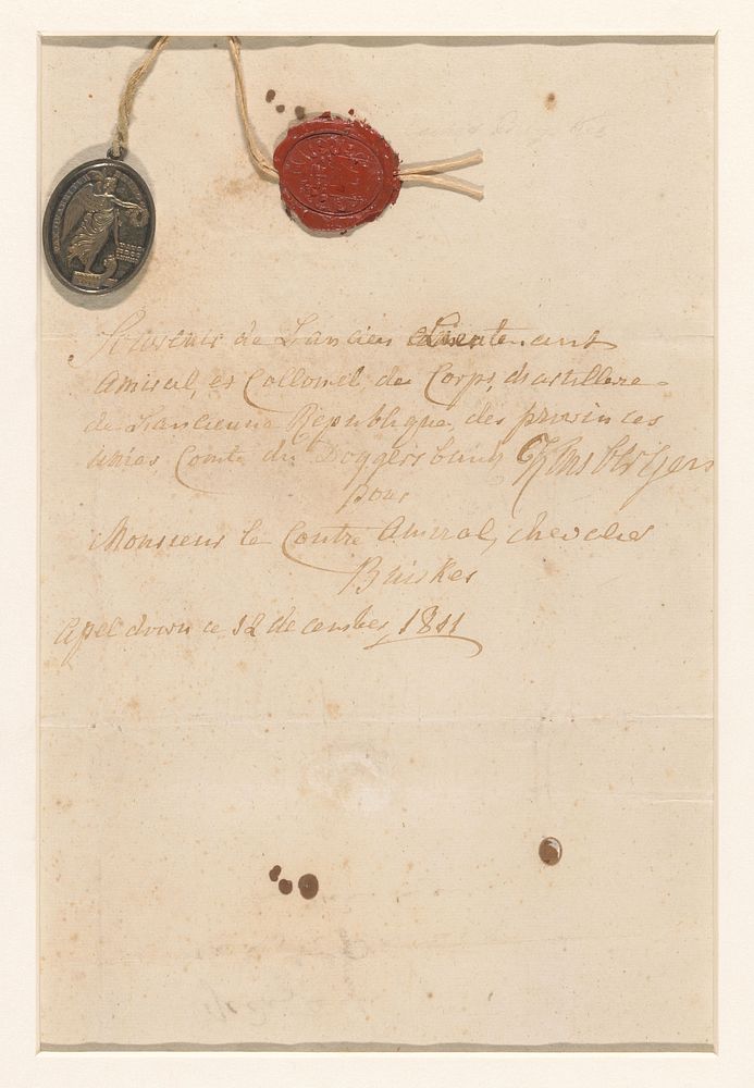 Document bij Doggersbank-penning (1811) by anonymous