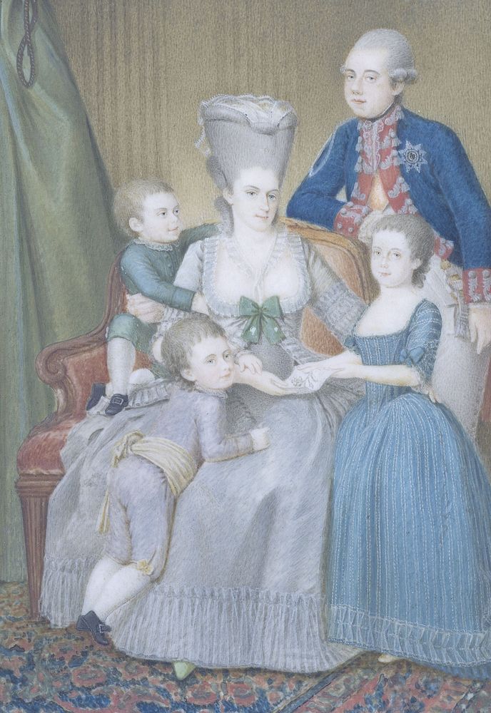 Willem V (1748-1806), prins van Oranje-Nassau, met zijn vrouw Frederika Sophia Wilhelmina van Pruisen en hun kinderen…
