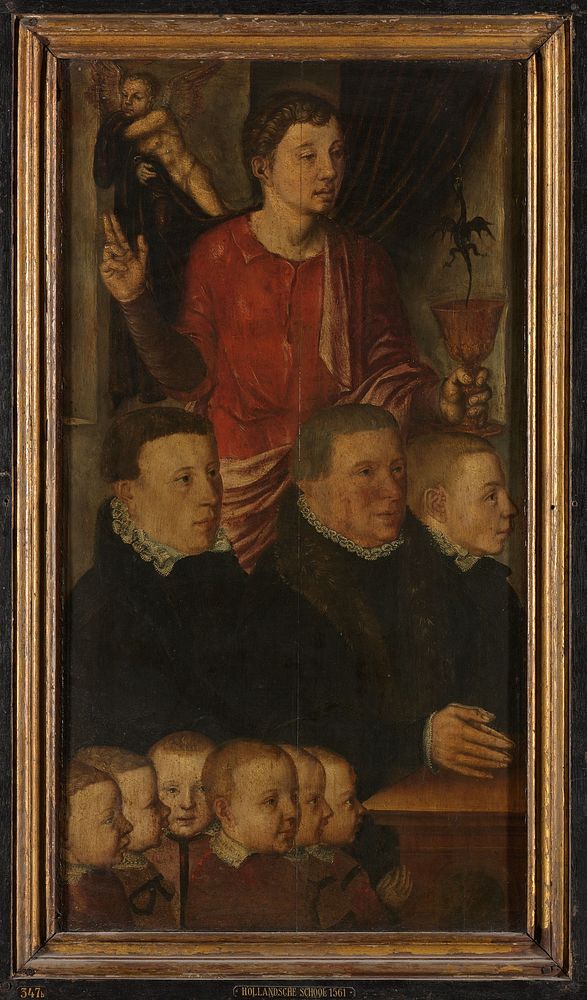 Left wing of a Memorial Triptych, formerly called the Gertz Memorial Triptych, with nine male Donor Portraits with Saint…