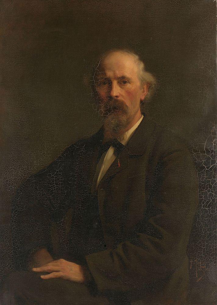 Portret van Pieter Stortenbeker (1828-1898), kunstschilder (c. 1884) by Pieter de Josselin de Jong