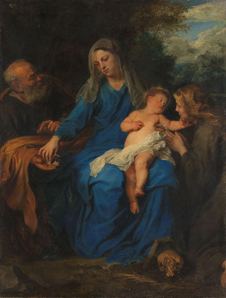 The Holy Family with a Female Saint in Adoration (c. 1630 - c. 1650) by Anthony van Dyck