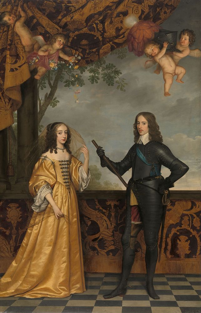 Portrait of Willem II (1626-1650), Prince of Orange, and his Wife Mary Stuart (1631-1660) (1647) by Gerard van Honthorst