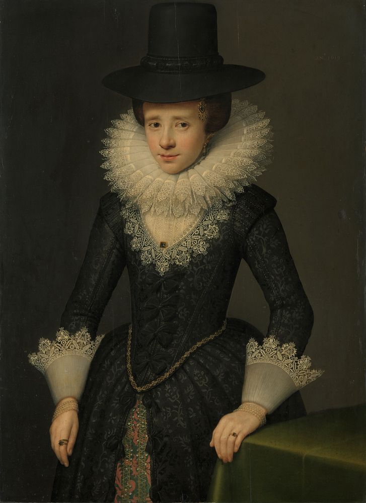 Portrait of Anna Boudaen Courten (1599-1622) (1619) by Salomon Mesdach