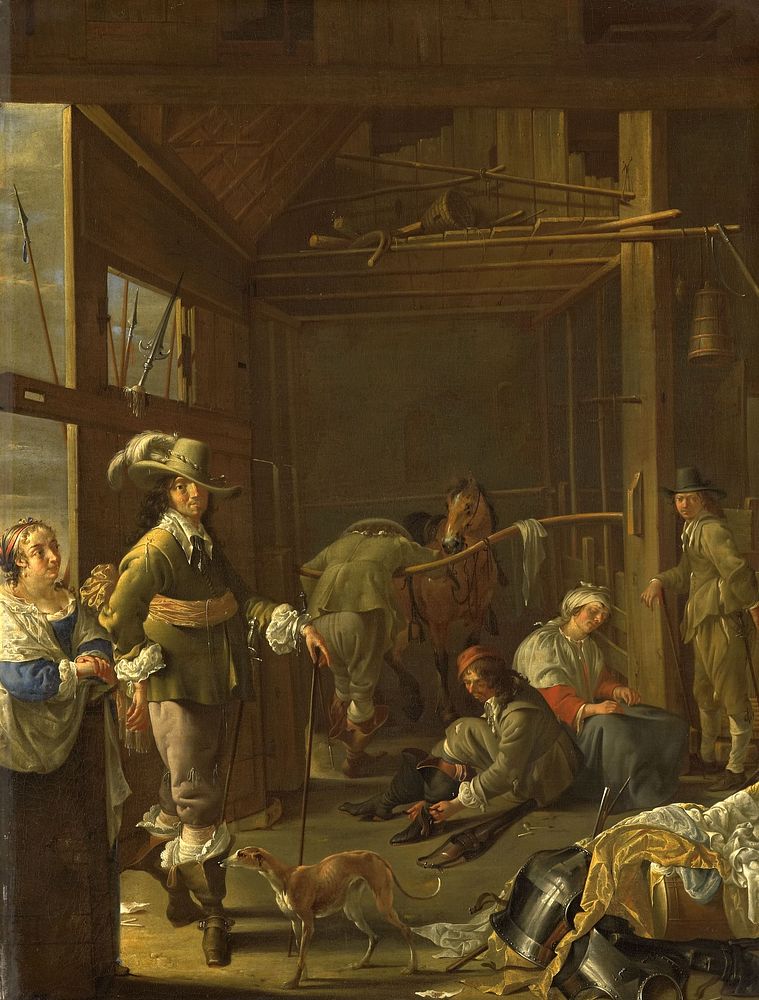 Soldiers in a Stable (c. 1655) by Jacob Duck