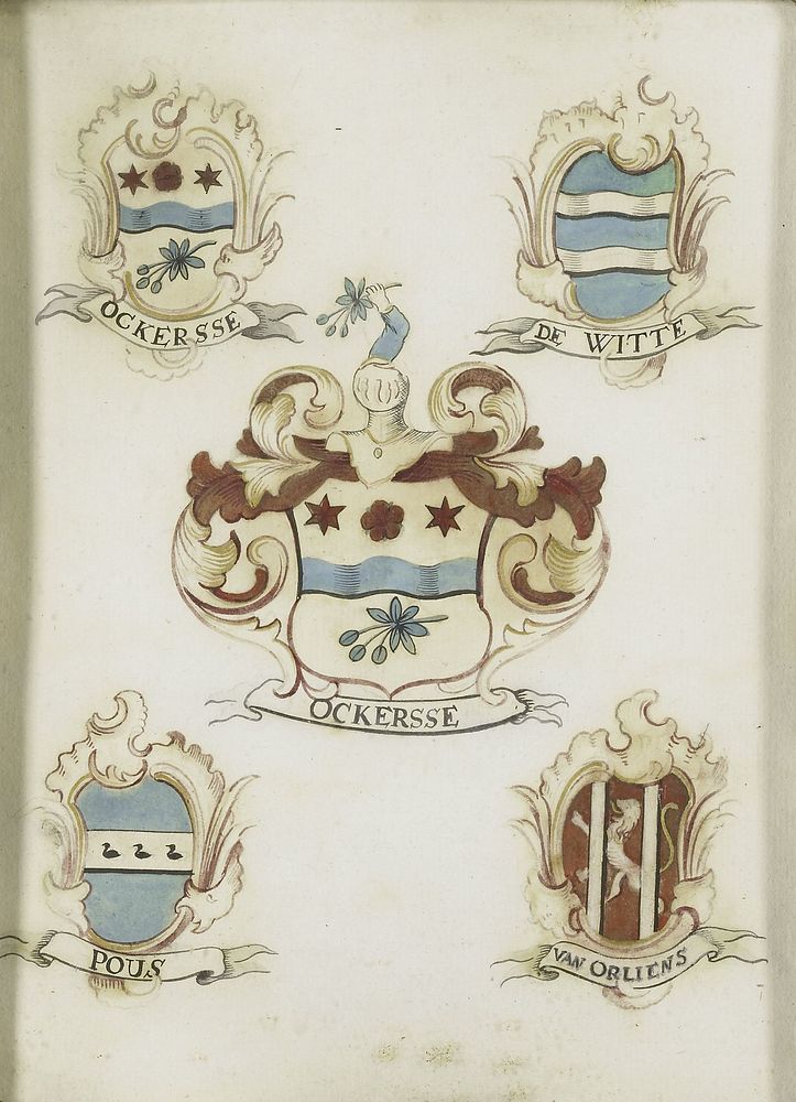 Het wapen van een vrouwelijk lid van de familie Ockersse, gehuwd met van Gelre en moeder van Anna Digna van Gelre, met de…