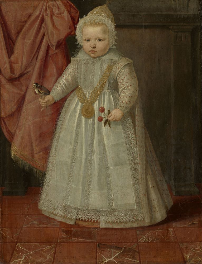 Portrait of a Little Boy, Possibly Louis of Nassau (1604) by anonymous and Daniël van den Queborn