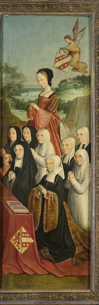 Memorial Panel with Nine Female Portraits, probably Kathrijn Willemsdr van der Graft and Family, with Saint Mary Magdalene…