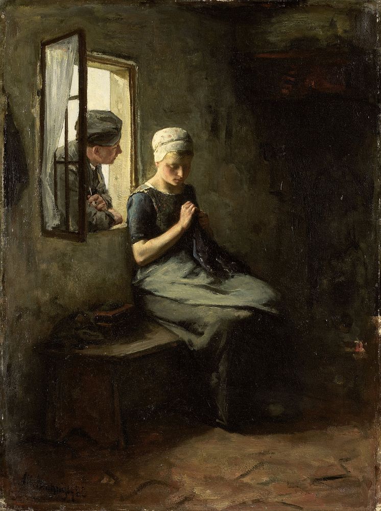 'Vissersvrijage' (1880) by Albert Neuhuys 1844 1914