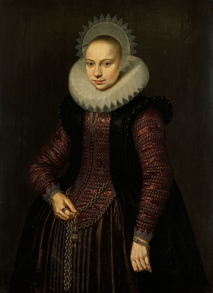 Portrait of Brechtje Overrijn van Schoterbosch (1592-1618) (1614) by Cornelis van der Voort
