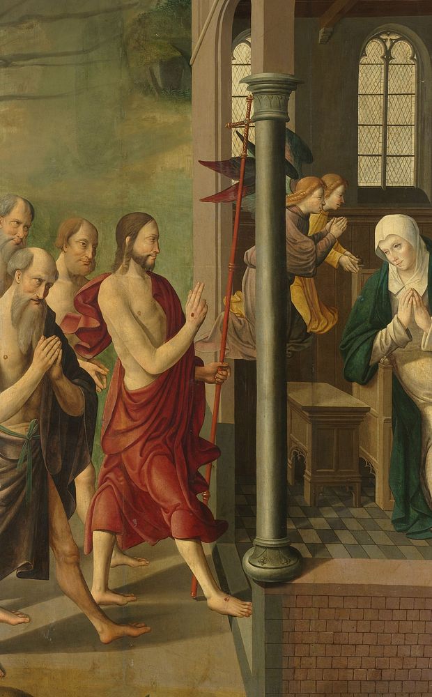 Panel of an Altarpiece with Dispute with the Doctors, on verso is Appearance of Christ to his Mother (c. 1520 - c. 1535) by…