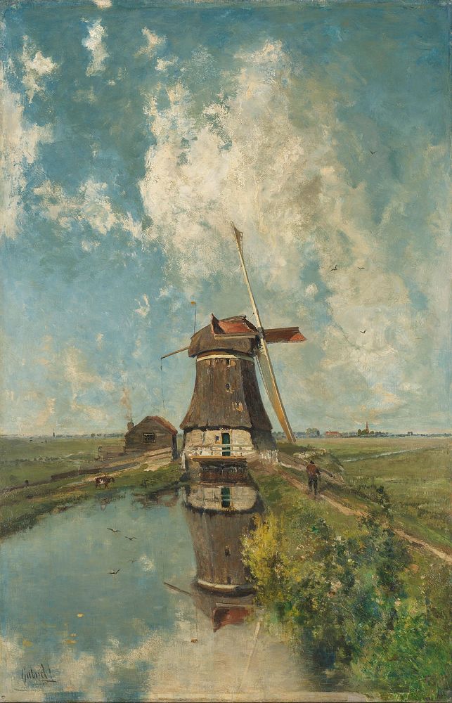 A Windmill on a Polder Waterway, Known as ‘In the Month of July’ (c. 1889) by Paul Joseph Constantin Gabriël