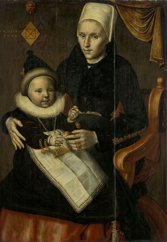 Mother and Child in Noord-Holland Costume (1601) by Jan Claesz and anonymous