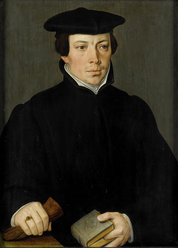 Portrait of a Young Minister (c. 1535 - 1584) by Pieter Pourbus and anonymous