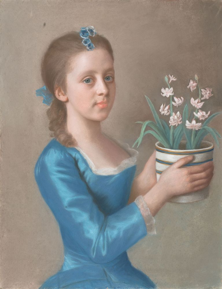 Young Girl Holding a Pot of Hyacinths (c. 1750 - c. 1755) by Jean Etienne Liotard