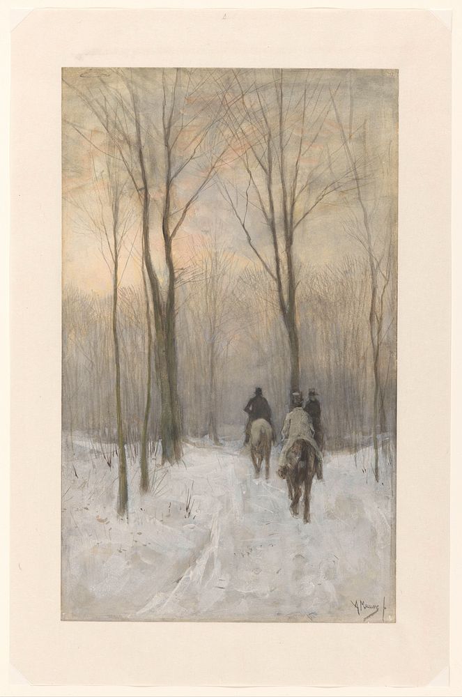 Riders in the Snow in the Haagse Bos (1880) by Anton Mauve