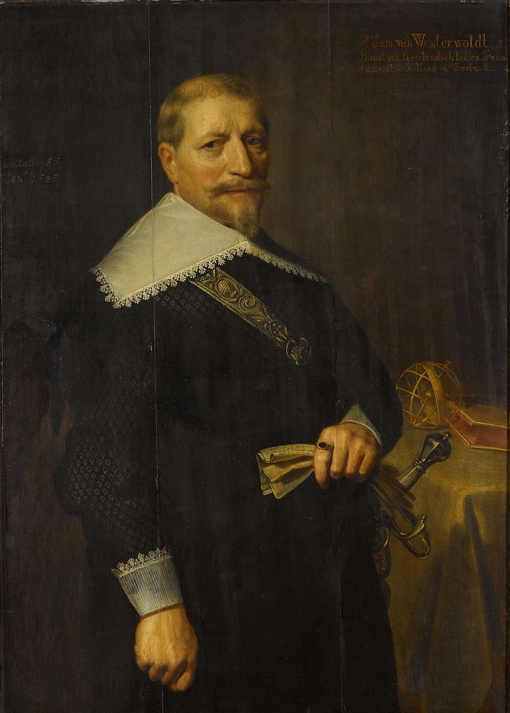Portrait of Adam van Westerwolt (1580-1639) (1636) by anonymous and Michiel Jansz van Mierevelt