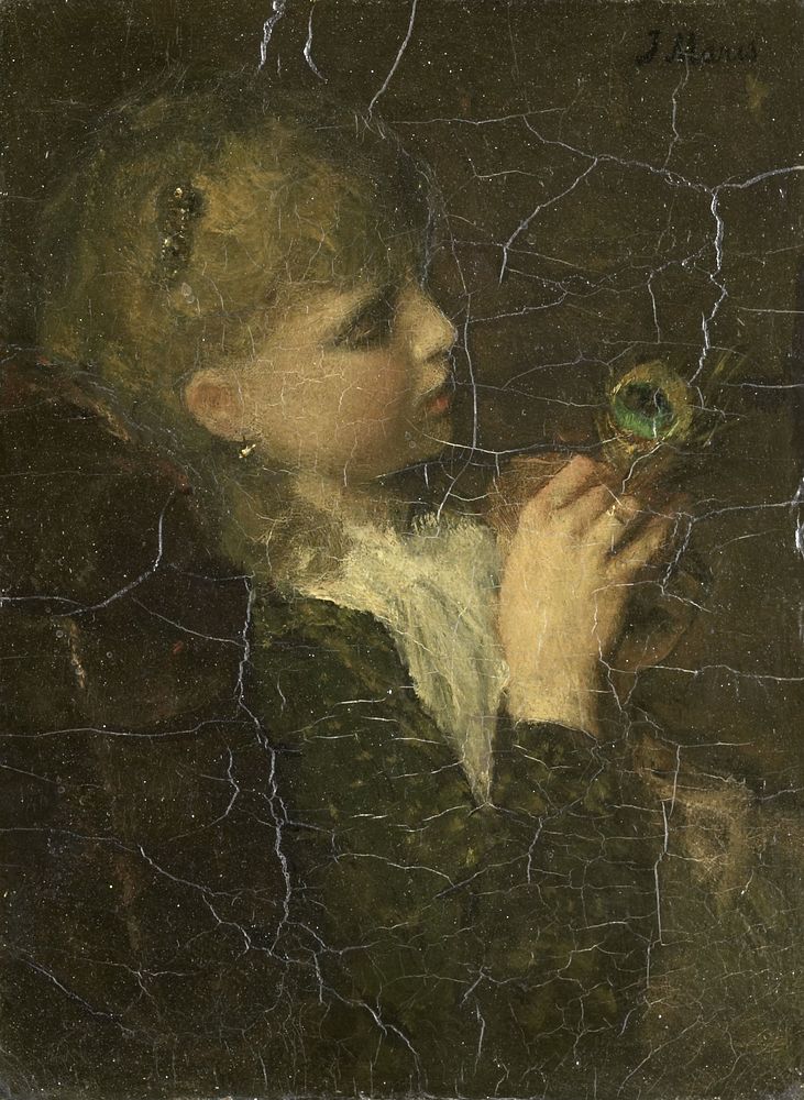 Girl with a Peacock Feather (c. 1877) by Jacob Maris